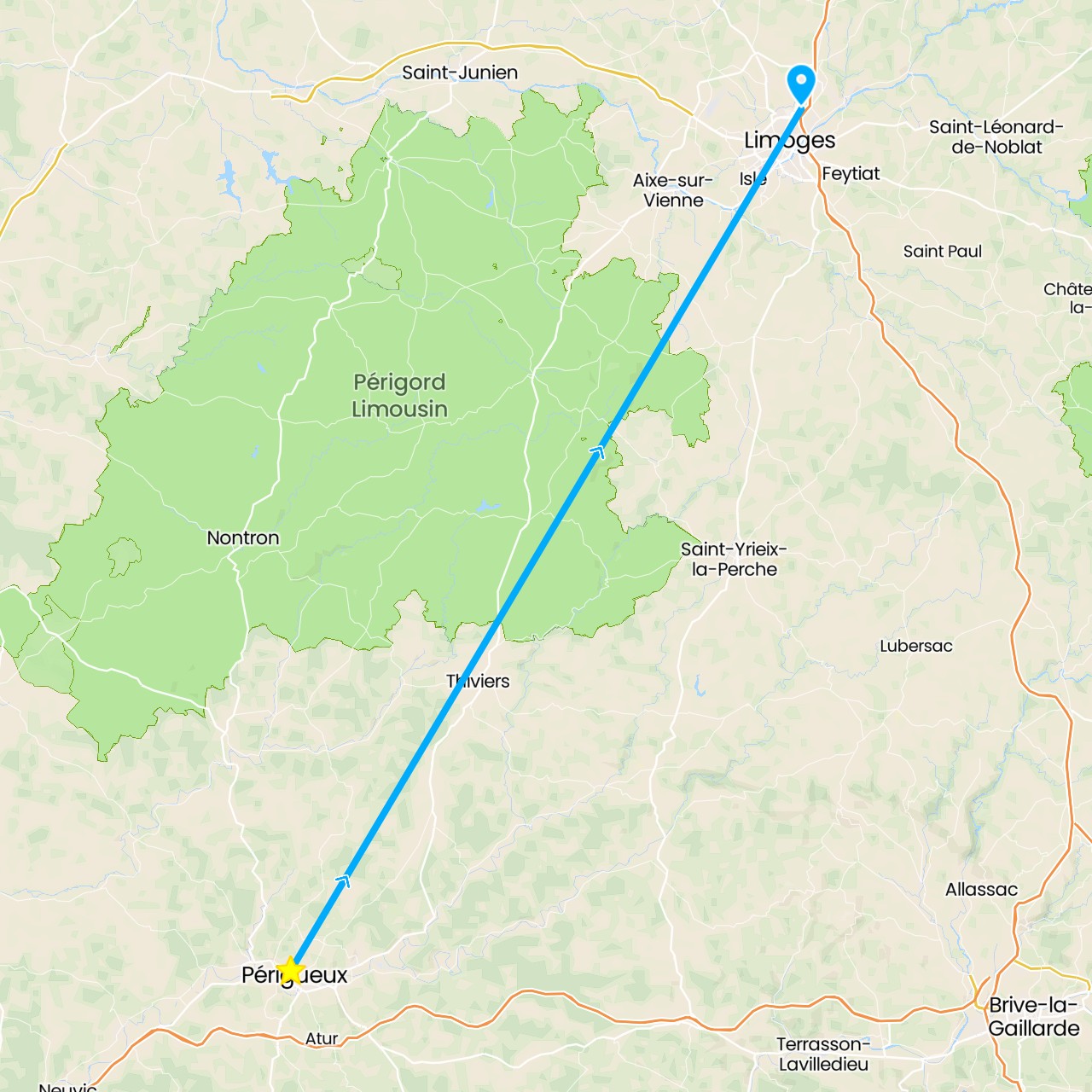 TravelMap itinerary: driving, périgueux in France (Europe)