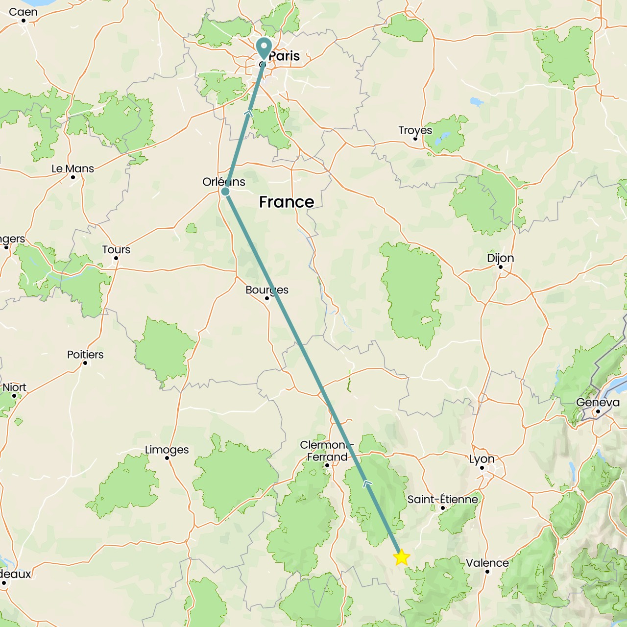 TravelMap itinerary: driving, brives-charensac in France (Europe)
