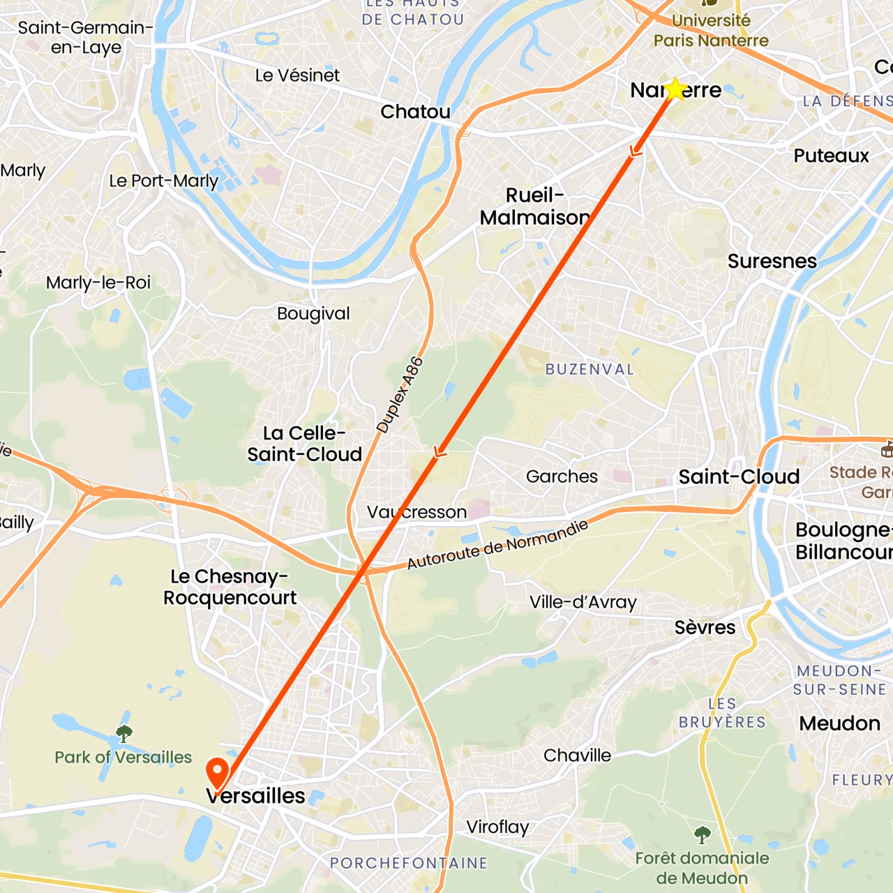 TravelMap itinerary: driving, versailles in France (Europe)